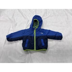 The North Face Reversible Infant Baby Hooded Jacket Quilted Blue Size 0-3 Months